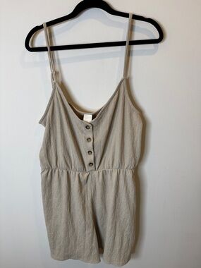 H&M Beige Button-Front Sleeveless Romper